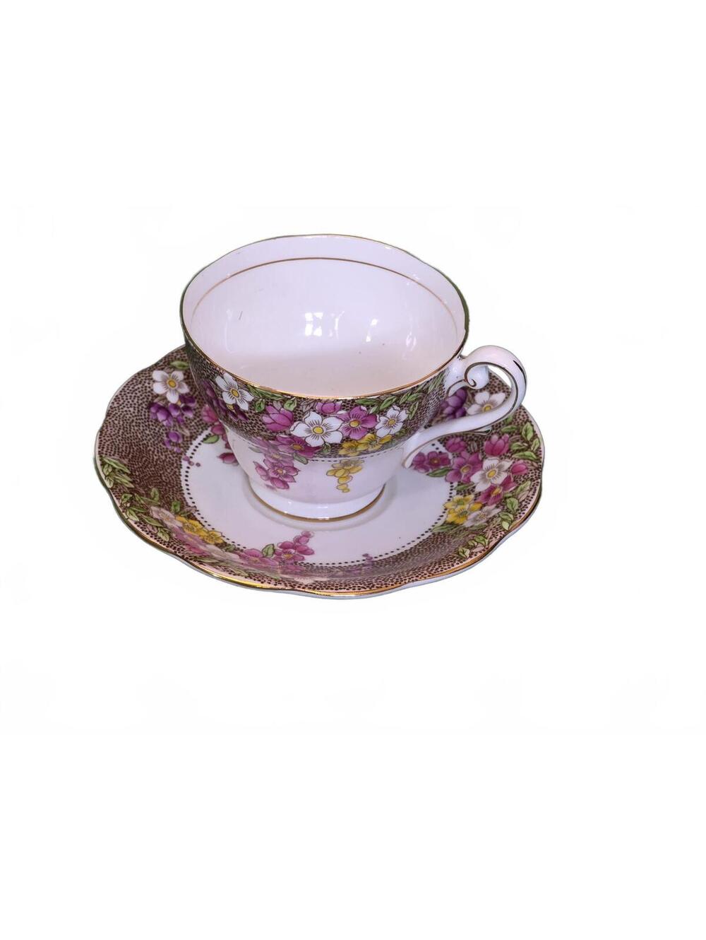Vintage 1950s Royal Standard Syringa Floral Chintz China Teacup & Saucer Set